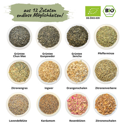Bio Grüntee DIY Set – Tee selber mischen Geschenkset | AETERIA®