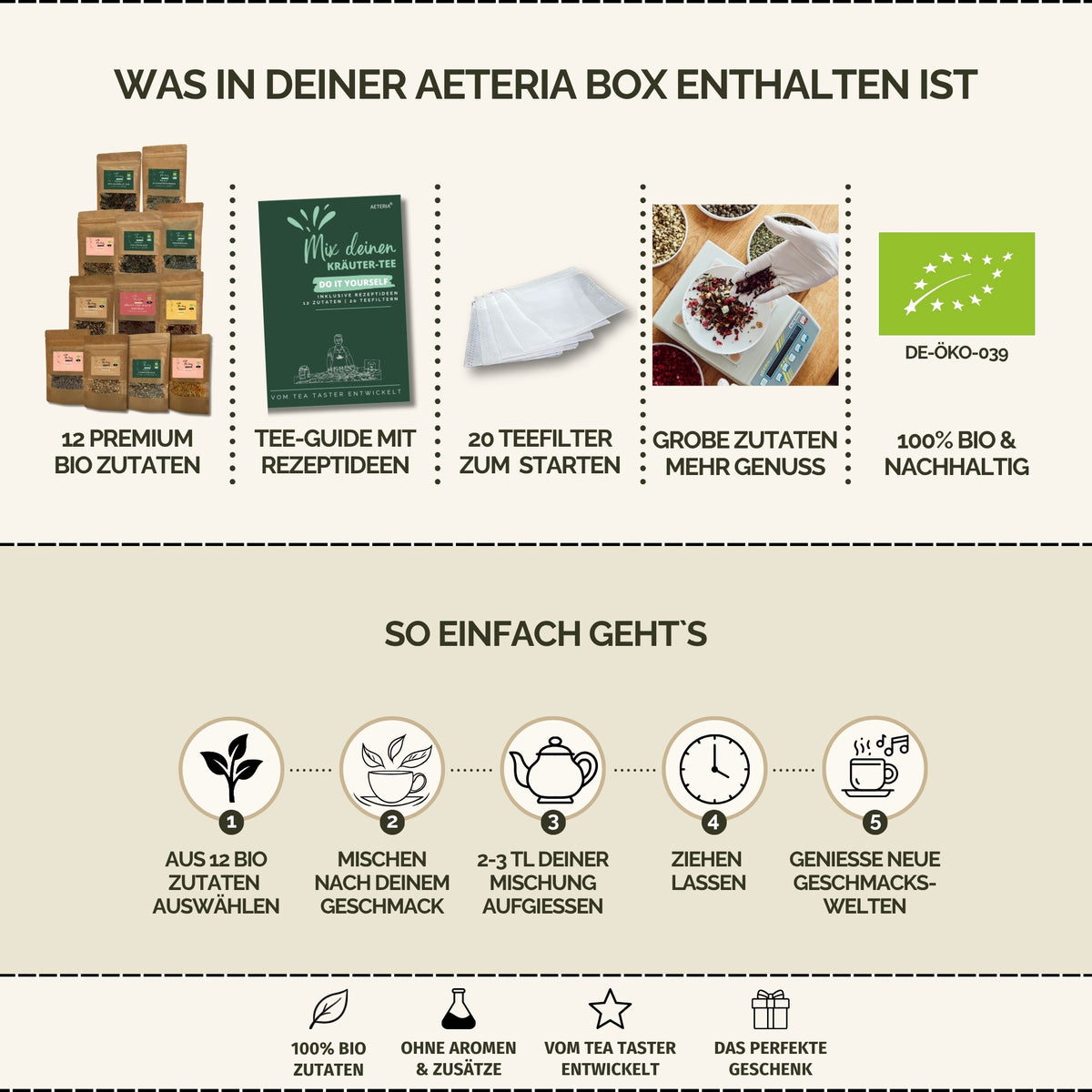 Bio Kräutertee DIY Set – Tee selber mischen Geschenkset | AETERIA®